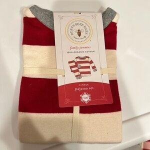NWT Christmas Burt’s Bees Baby 2 piece pajama set red stripe 12 months